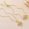 Wholesale 18K Gold Plated Copper Diamondencrusted Fourleaf Clover Necklace And Bracelet Jewelry Set For Women