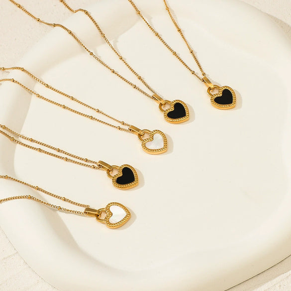 Wholesale 18K Gold Plated Doublesided Heart Stainless Steel Clavicle Necklace For Women