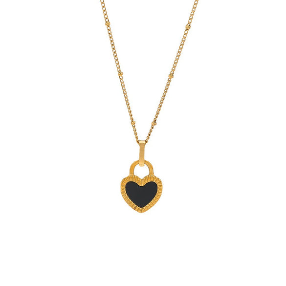 Wholesale 18K Gold Plated Doublesided Heart Stainless Steel Clavicle Necklace For Women