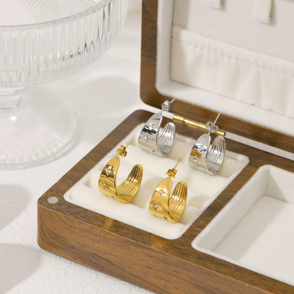Wholesale 18K Gold Plated Geometric Stainless Steel Earrings For Women