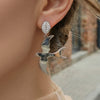 Wholesale 18K Gold Plated 316L Stainless Steel Geometric Swallow Leaf Earrings With Zircon Inlay For Women