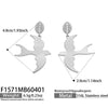 Wholesale 18K Gold Plated 316L Stainless Steel Geometric Swallow Leaf Earrings With Zircon Inlay For Women