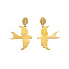 Wholesale 18K Gold Plated 316L Stainless Steel Geometric Swallow Leaf Earrings With Zircon Inlay For Women