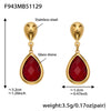 Wholesale 18K Gold Plated Stainless Steel And Glass Cross Clip Bead Chain Oval Edge Faceted Stone Jewelry Set For Women