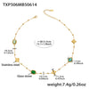 Wholesale 18K Gold Plated Stainless Steel And Glass Cross Clip Bead Chain Oval Edge Faceted Stone Jewelry Set For Women