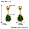 Wholesale 18K Gold Plated Stainless Steel And Glass Cross Clip Bead Chain Oval Edge Faceted Stone Jewelry Set For Women