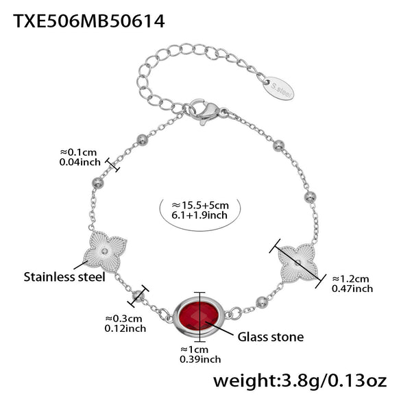 Wholesale 18K Gold Plated Stainless Steel And Glass Cross Clip Bead Chain Oval Edge Faceted Stone Jewelry Set For Women