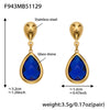 Wholesale 18K Gold Plated Stainless Steel And Glass Cross Clip Bead Chain Oval Edge Faceted Stone Jewelry Set For Women