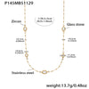 Wholesale 18K Gold Plated Stainless Steel And Glass Cross Clip Bead Chain Oval Edge Faceted Stone Jewelry Set For Women
