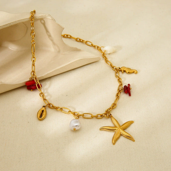 Wholesale 18K Gold Plated Stainless Steel Animal Shaped Cross Chain Pendant Necklace For Women