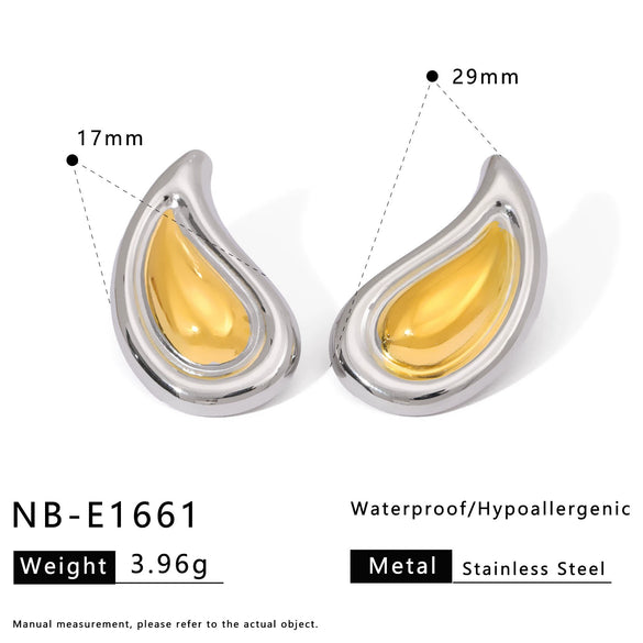 Wholesale 18K Gold Plated Stainless Steel Dropshaped Earrings For Women Fashion Creative Simple