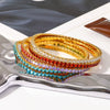 Wholesale 18K Gold Plated Stainless Steel Elastic Bracelet With Colorful Zircon Light Luxury Niche Jewelry