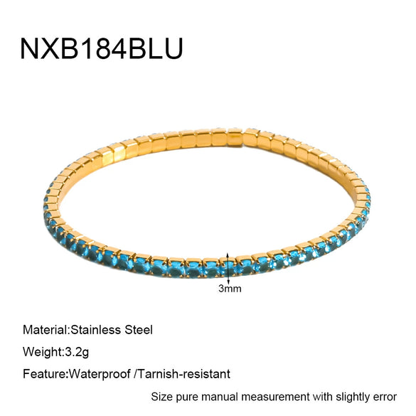 Wholesale 18K Gold Plated Stainless Steel Elastic Bracelet With Colorful Zircon Light Luxury Niche Jewelry