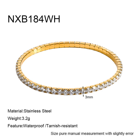Wholesale 18K Gold Plated Stainless Steel Elastic Bracelet With Colorful Zircon Light Luxury Niche Jewelry