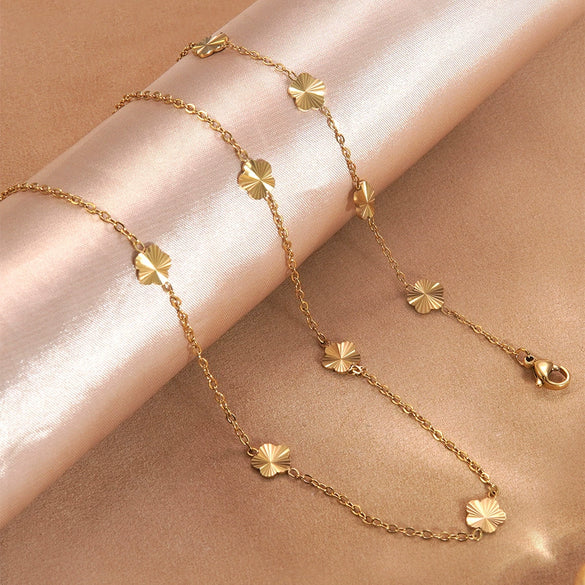 Wholesale 18K Gold Plated Stainless Steel Flower Bracelet And Necklace For Women