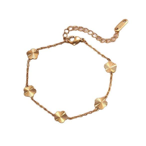 Wholesale 18K Gold Plated Stainless Steel Flower Bracelet And Necklace For Women
