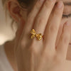 Wholesale 18K Gold Plated Stainless Steel Geometric Bowknot Open Ring For Women Light Luxury Fashion Design Accessories
