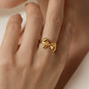 Wholesale 18K Gold Plated Stainless Steel Geometric Bowknot Open Ring For Women Light Luxury Fashion Design Accessories
