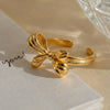 Wholesale 18K Gold Plated Stainless Steel Geometric Bowknot Open Ring For Women Light Luxury Fashion Design Accessories