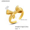 Wholesale 18K Gold Plated Stainless Steel Geometric Bowknot Open Ring For Women Light Luxury Fashion Design Accessories