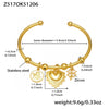 Wholesale 18K Gold Plated Stainless Steel Geometric Flower Heart Cshaped Beveled High Polish Glossy Pendant Bracelet Accessories