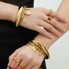Wholesale 18K Gold Plated Stainless Steel Geometric Flower Heart Cshaped Beveled High Polish Glossy Pendant Bracelet Accessories