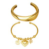 Wholesale 18K Gold Plated Stainless Steel Geometric Flower Heart Cshaped Beveled High Polish Glossy Pendant Bracelet Accessories