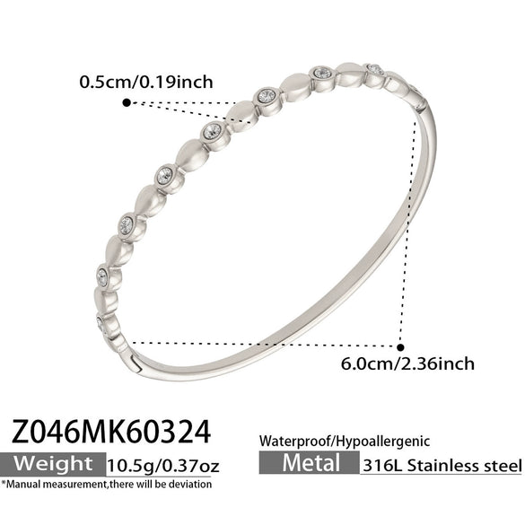 Wholesale 18K Gold Plated Stainless Steel Geometric Pattern Fine Ring Clasp Bracelet Set With 5A Zircon Full Diamond Accessories