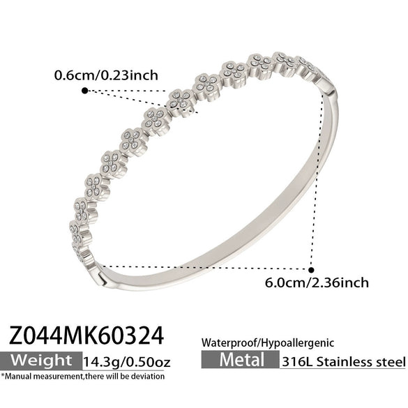 Wholesale 18K Gold Plated Stainless Steel Geometric Pattern Fine Ring Clasp Bracelet Set With 5A Zircon Full Diamond Accessories