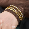 Wholesale 18K Gold Plated Stainless Steel Geometric Pattern Fine Ring Clasp Bracelet Set With 5A Zircon Full Diamond Accessories