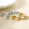 Wholesale 18K Gold Plated Stainless Steel Geometric Zircon Flower Earrings For Women
