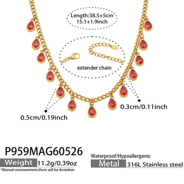 Wholesale 18K Gold Plated Stainless Steel Geometric Zircon Necklace For Women Light Luxury Style