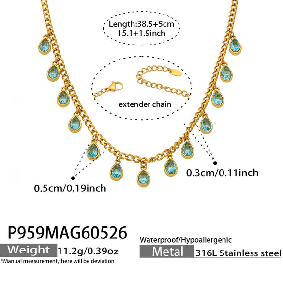 Wholesale 18K Gold Plated Stainless Steel Geometric Zircon Necklace For Women Light Luxury Style
