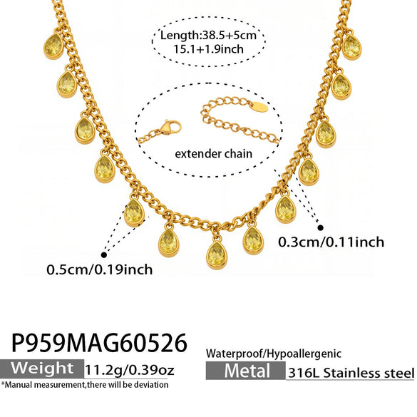 Wholesale 18K Gold Plated Stainless Steel Geometric Zircon Necklace For Women Light Luxury Style