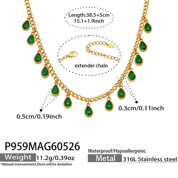 Wholesale 18K Gold Plated Stainless Steel Geometric Zircon Necklace For Women Light Luxury Style
