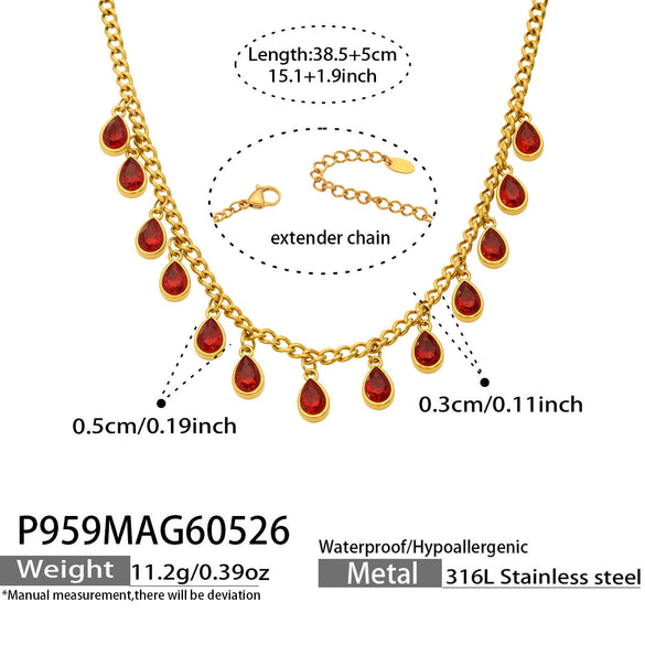 Wholesale 18K Gold Plated Stainless Steel Geometric Zircon Necklace For Women Light Luxury Style