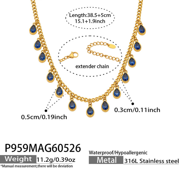 Wholesale 18K Gold Plated Stainless Steel Geometric Zircon Necklace For Women Light Luxury Style