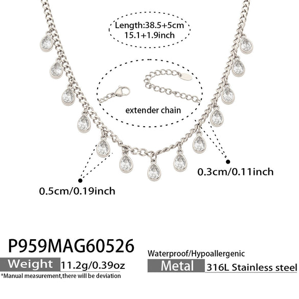 Wholesale 18K Gold Plated Stainless Steel Geometric Zircon Necklace For Women Light Luxury Style