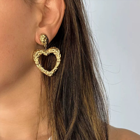 Wholesale 18K Gold Plated Stainless Steel Heart Shape Earrings For Women