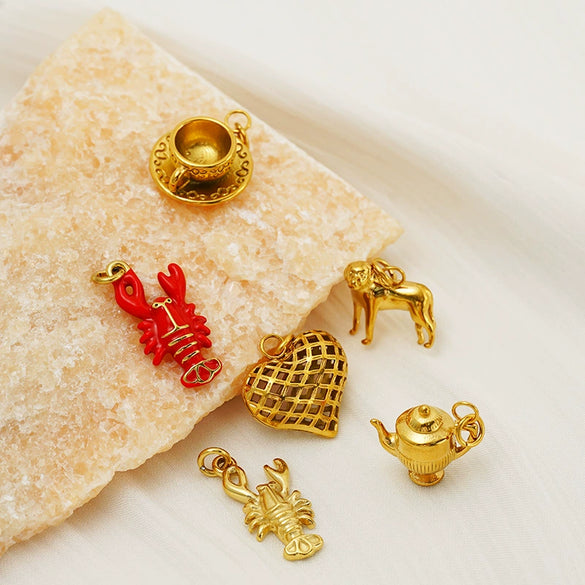 Wholesale 18K Gold Plated Stainless Steel Quirky Cartoon Jewelry Necklace And Bracelet Accessories