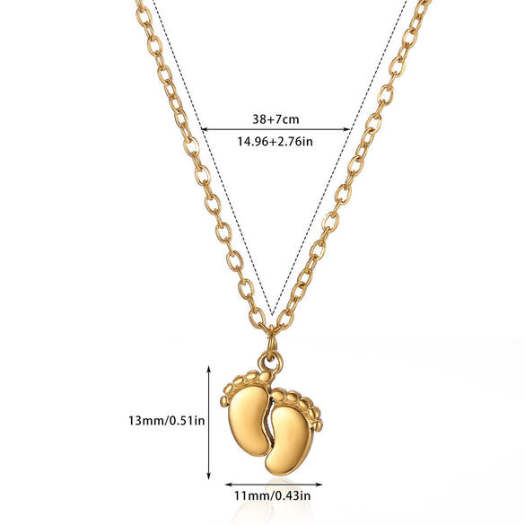 Wholesale 18K Gold Plated Stainless Steel Sun And Foot Shape Pendant Cross Chain For Women And Men