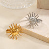 Wholesale 18K Gold Plated Stainless Steel Sun Pattern Open Ring For Women