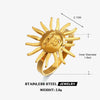 Wholesale 18K Gold Plated Stainless Steel Sun Pattern Open Ring For Women