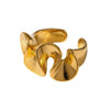 Wholesale 18K Gold Plated Stainless Steel Wave Lotus Leaf Open Irregular Ring Women's Jewelry
