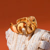 Wholesale 18K Gold Plated Stainless Steel Wave Lotus Leaf Open Irregular Ring Women's Jewelry