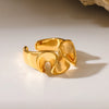 Wholesale 18K Gold Plated Stainless Steel Wave Lotus Leaf Open Irregular Ring Women's Jewelry