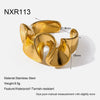 Wholesale 18K Gold Plated Stainless Steel Wave Lotus Leaf Open Irregular Ring Women's Jewelry