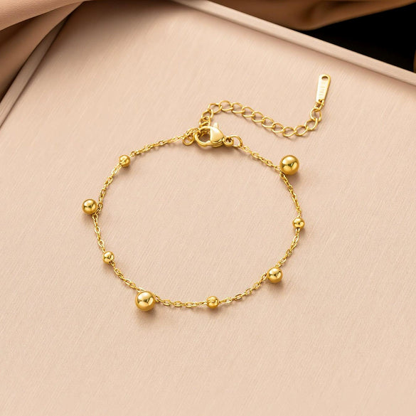 Wholesale 18K Gold Plated Titanium Steel Geometric Bead Chain Tassel Necklace For Women