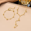 Wholesale 18K Gold Plated Titanium Steel Geometric Bead Chain Tassel Necklace For Women