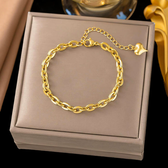 Wholesale 18K Gold Plated Titanium Steel Geometric Cuban Chain Necklace For Women And Couples
